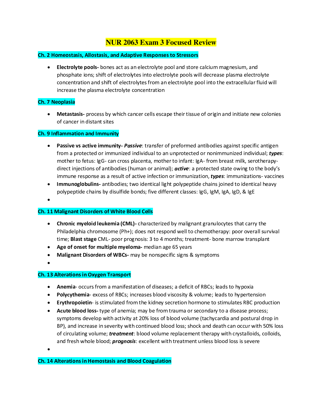 Preview image for NUR 2063 Exam 3 Focused Review